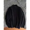 Cardigã de malha com gola alta estilo japonês e zíper duplo, suéter jacquard texturizado masculino de caimento solto com ombros caídos, peça de outer wear casual para sobreposição