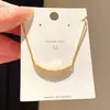 Colar de pérola redonda com zircônia banhado a ouro 18K real, toque de luxo leve e de alta qualidade, corrente para clavícula, acessório de moda requintado estilo coreano