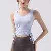 Top Esportivo Jacquard Nu com Cordão Feminino Respirável Cintura Apertada Emagrecimento Roupa de Yoga Roupa Fitness Roupa Fitness de Secagem Rápida
