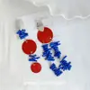 Pendientes Asimétricos de Contraste Rojo y Azul Elegantes Retro Diseño de Nicho Moda Elegante Estilosa Versátiles Únicos
