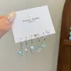 Brincos de Água-Viva Azul Oceano Borrados de Gotejamento de Óleo, Estrela do Mar, Cauda de Peixe para Mulheres, Conjunto Pequeno Fresco de Brincos Múltiplos, Brincos Empilhados