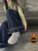 2026 Novas Calças Largas Forradas com Lã para Meninas Outono/Inverno Roupas Externas Meninas Cintura Alta Soltas Espessas Quentes Casuais Longas Tendência