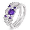 Desejo venda quente transfronteiriça criativo diamante roxo diamante azul estrela anel da lua europeu e americano estrela de cinco pontas azul gema conjunto atacado