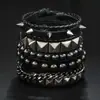 Pulsera de Cadena Estilo Punk Multicapa Nueva Europea y Americana para Hombre Fresca y Atractiva Pulsera de Remaches para Motocicleta Correa de Muñeca Accesorios Transfronterizos