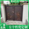 Puerta de aluminio para entrada, puerta pequeña, puerta automática de doble apertura, puerta eléctrica plegable estilo chino para patio de villa.