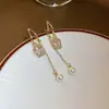 Pendientes de Borla Perla Tulipán Diseño Francés Pendientes de Temperamento Aguja de Plata 925 Pendientes Chapados en Oro Real Pendientes Pendientes