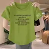 Verano 2024 Nuevo Estilo Top de Manga Corta con Cuello Redondo Estampado de Letras Holgado Talla Grande Adelgazante que Cubre el Vientre Moda