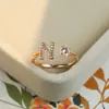Anillo con Letra de Oro Rosa Nuevo de Amazon Transfronterizo Anillo Abierto con Diamante Blanco Joyería de Mano Anillo Único Personalizado Venta al por Mayor
