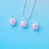 Nuevo Colgante de Fresa Rosa con Diamante Electrochapado de Precisión en Plata de Ley S925 Colgante con Forma de Corazón Accesorios para Pulseras de Cristal DIY