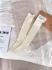 Meias de Lã com Renda Vazada Estilo Slouch para Emagrecer e Embelezar as Pernas, Aquecedores de Pernas Grossos de Tricô Quentes, Meias Longas Tubulares JK para Combinar com Botas Longas