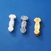 Colgante de Bambú de Buena Fortuna y Paz Plata Pura S999 Chapado en Oro Vintage Carácter de Fortuna Cuentas Espaciadoras Ruyi Accesorios para Cordón DIY