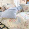 Conjunto de Roupa de Cama Estampado Quatro Peças 100% Algodão Estilo Fresco Luxo Leve Floral Lençol de Elástico 100% Algodão Capa de Edredom Conjunto de Três Peças para Cama de Dormitório