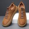 [Contador] Sapatos Slip-On de Couro de Vaca Outonais, Tênis Versáteis e da Moda de Sola Grossa, Sapatos Masculinos da Moda