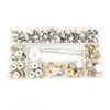 150 piezas de tornillos de acero inoxidable de cuatro colores de 15 mm, broches de metal y cobre de lona blanca, botones ocultos, listos para envío inmediato