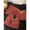 Estilo Nuevo Primavera y Otoño Elegante Dama Encaje Patchwork Cárdigan Pijama Sexy Puro Deseo Chica Elegante Conjunto de Ropa para el Hogar