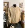 Nuevo suéter Henley de media botonadura, unisex, estilo coreano, versátil, retro y con un look sofisticado, tejido de manga larga para otoño e invierno