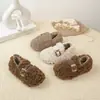 Zapatos de Algodón Rizado para Niñas de Lana 2026 Otoño/Invierno Nuevos Color Sólido Ropa Exterior Talla Pequeña Mediana Grande Zapatos de Piel para Niños Zapatos Cálidos