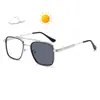 Óculos de Sol Quadrados Fotocromáticos Estilo Aviador UV400 Designer Óculos de Sol Masculino Feminino Bloqueador de Luz Azul