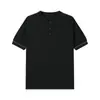 Camiseta de Manga Corta de Punto Lyocell Tencel con Cuello Henry Verano Nuevo Casual de Gama Alta Versátil Top de Punto para Hombre