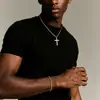 Colar com Pingente Cruzado Europeu e Americano Corrente de Cabo Conjunto de Pulseiras de Aço Inoxidável Joias Personalizadas Masculinas