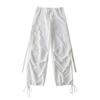 Overol rojo de estilo europeo y americano con cordón en el dedo del pie para mujer, casual para principios de otoño, versátil, con cinta, holgado, con cordones, pantalones largos para bailar