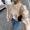Chaqueta cortavientos de moda popular en TikTok, estilo transfronterizo europeo y americano, chaqueta corta plisada para mujer