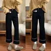 Jeans Rectos Negros para Mujer, de Tiro Alto, Pantalones Anchos Elásticos, Adecuados para Cuerpo Tipo Pera, Tallas Grandes, Petite, Pantalones Cortos