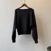Suéter de um ombro estilo coreano Beishan Tongshu para mulheres, top de malha de manga longa morcego outonal ombro a ombro P2081