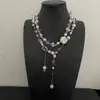 Colar multicamadas de cristal com contas estilo vintage francês para mulheres, design único com borlas florais, corrente para clavícula, choker da moda