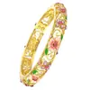 Nuevo Pulsera de Flor de Esmalte Hueco Cloisonné Estilo Chino con Accesorios de Diamante Coloridos, Lote Mixto Multicolor, Directo de Fábrica, Al por Mayor en Stock
