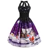 Tiro real: Vestido com tema de Natal para comércio exterior do AliExpress com patchwork estilo Hepburn vintage dos anos 50 e design de gola halter