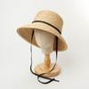 Sombrero de paja Rafi tipo maceta de copa plana para niños, nuevo de primavera y verano, con cordón, para viajes al aire libre, playa, protección solar, sombrero de paja