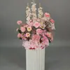 Arreglo floral de piso para boda, decoración de fila de flores rosas, flores de boda, flores artificiales, decoración de pasillo, ambientación, arte floral de escenario T