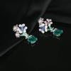 2022 nuevos pendientes de lujo con borla y flor, verde, microconjunto de circonita, para mujer, empaque, aguja de plata s925, joyería para mujer, venta al por mayor