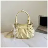 Bolsa de Mão Pequena com Bolinhas da Moda para Mulheres, Nova Bolsa Saco Plissada Estilo Coreano, Bolsa Versátil de Ombro e Transversal