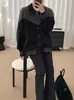 Cárdigan Chaqueta de Punto Patchwork Retro Americano con Bloques de Color para Hombres y Mujeres, Suéter Casual de Punto de Moda Versátil para Otoño, Corte Holgado con Cuello de Solapa