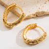 Arete de Cobre Fino con Microincrustaciones de Circonita Nuevo Oval Transfronterizo Estilo Nicho Círculo Pequeño Moda Hebilla de Oreja Estilo Francés para Mujer