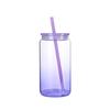 Taza de Vidrio de Borosilicato de Colores 16 oz Taza Mason Taza de Lata de Refresco con Popote Taza Portátil Resistente a Altas Temperaturas