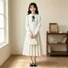Nuevo vestido dulce de estilo coreano para primavera y otoño, estilo princesa, vestido camisa moderno y elegante para niños mayores, con un aire preppy y universitario
