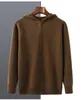 Nuevo Suéter de Lana Gruesa con Capucha y Cremallera para Hombre Otoño e Invierno Cárdigan Suéter Casual de Punto de Lana Pura