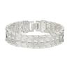 Pulsera hihop ancha chapada en plata con forma de corazón, flor de coche, amor, cadena de reloj, temperamento dominante, pulsera de amor de tres hojas