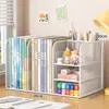 Soporte para Libros de Escritorio Estudiante Estantería para Guardar Libros Portalápices de Papelería Estantería Organizador de Archivos de Oficina Estante de Escritorio