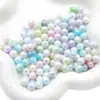 Contas Redondas Bicolores Banhadas a Cor Acrílica Contas Soltas Pérola de Imitação Acessórios para Joias de Orelha Colar Pulseira Feitos à Mão DIY com Contas