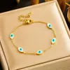 Pulseira de Moda Transfronteiriça Feminina Luxo Leve Coração de Amor Borboleta Olho do Diabo Estilo Ins Aço Titânio Pulseira Joias Femininas