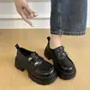 Mocasines Gruesos Estilo Británico 2026 Primavera y Otoño Nuevos Cómodos Simples Puntera Redonda Aumentadores de Altura Zapatos de Cuero