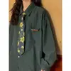 Camisa de alta calidad 2025 Primavera/Verano Nueva Llegada Estilo Universitario Retro Americano Corbata Color Sólido Versátil Para Vestir por Capas para Mujer Corte Holgado