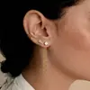 Pendientes de Cadena con Borla de Circonita Jieding Delanteros y Traseros con un Diseño Único, Pendientes de Nicho de Oro de 18 Quilates, Joyería de Acero de Titanio que no se Desvanece