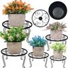 Suporte de Metal para Plantas Novo Conjunto de 5 Peças Preto para Interior e Exterior Pesado Ferro Anti-ferrugem Suporte Redondo para Vaso de Flores