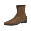 Botas curtas pequenas estilo retrô para mulheres 2023 primavera e outono botas simples salto grosso botas finas camurça francesa botins pequenos