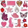 Pegatinas de tela Aize traje rosa pegatinas de tela bordadas pegatinas bordadas de mariposa de amor calcomanías decorativas para ropa de dibujos animados lindos